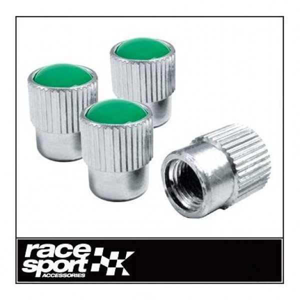 Tapón válvula cromado con cubierta verde. blister 4 unidades