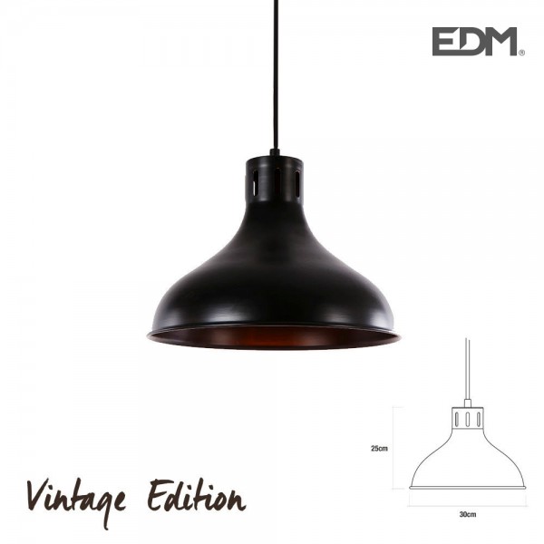 Lámpara de techo metalica vintage e27 60w color negro ø29 x 24 cm