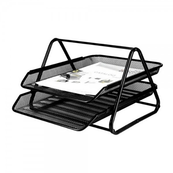 Bandeja sobremesa metálica rejilla gxa100 negra 2 bandejas 30 x 35 x 18,5 cm