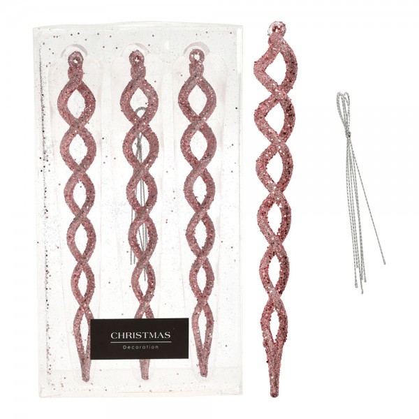 Set 3 unid. decoración colgante espirales brillante rosa (pack 2 unidades)