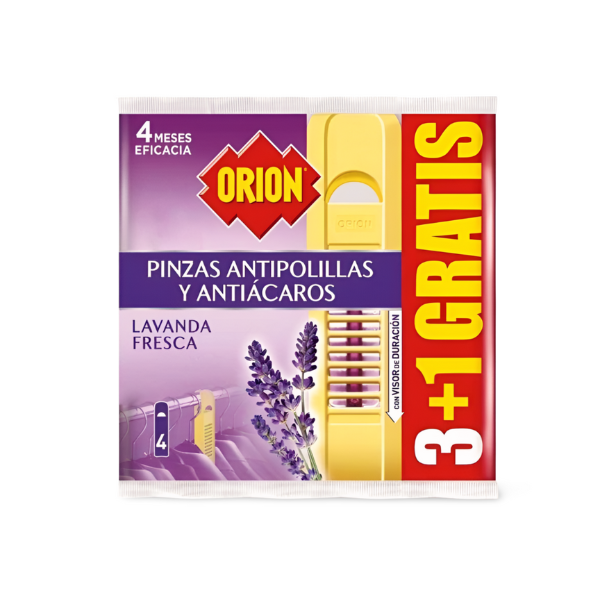 Orion pinza antipolillas Lavanda Fresca 3+1 unidades