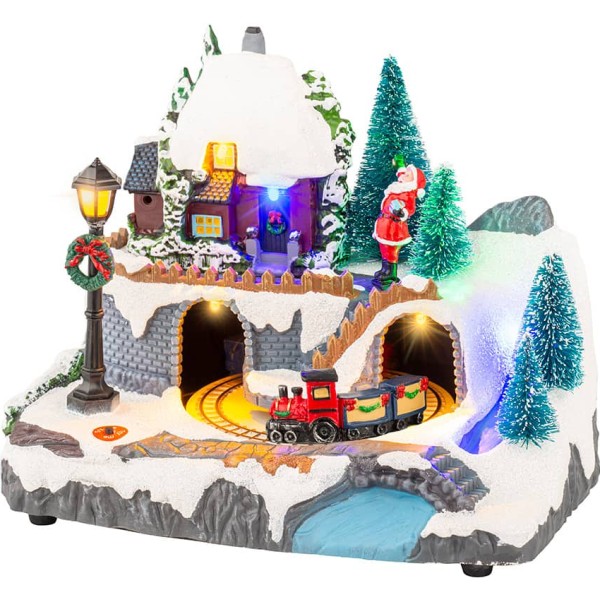 Escena navideña con movimiento y luz, modelos variados, 20,8 x 13,9 x 17 cm