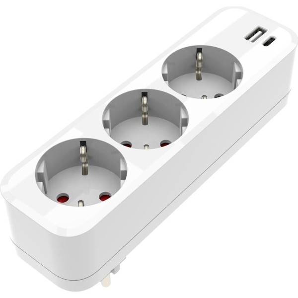 Adaptador onlex pc 3tomas 16a.usb+type c